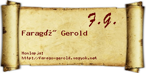 Faragó Gerold névjegykártya